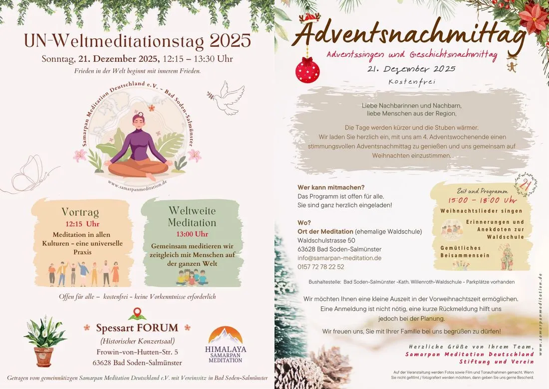 Meditation in vielen Kulturen und Adventssingen
