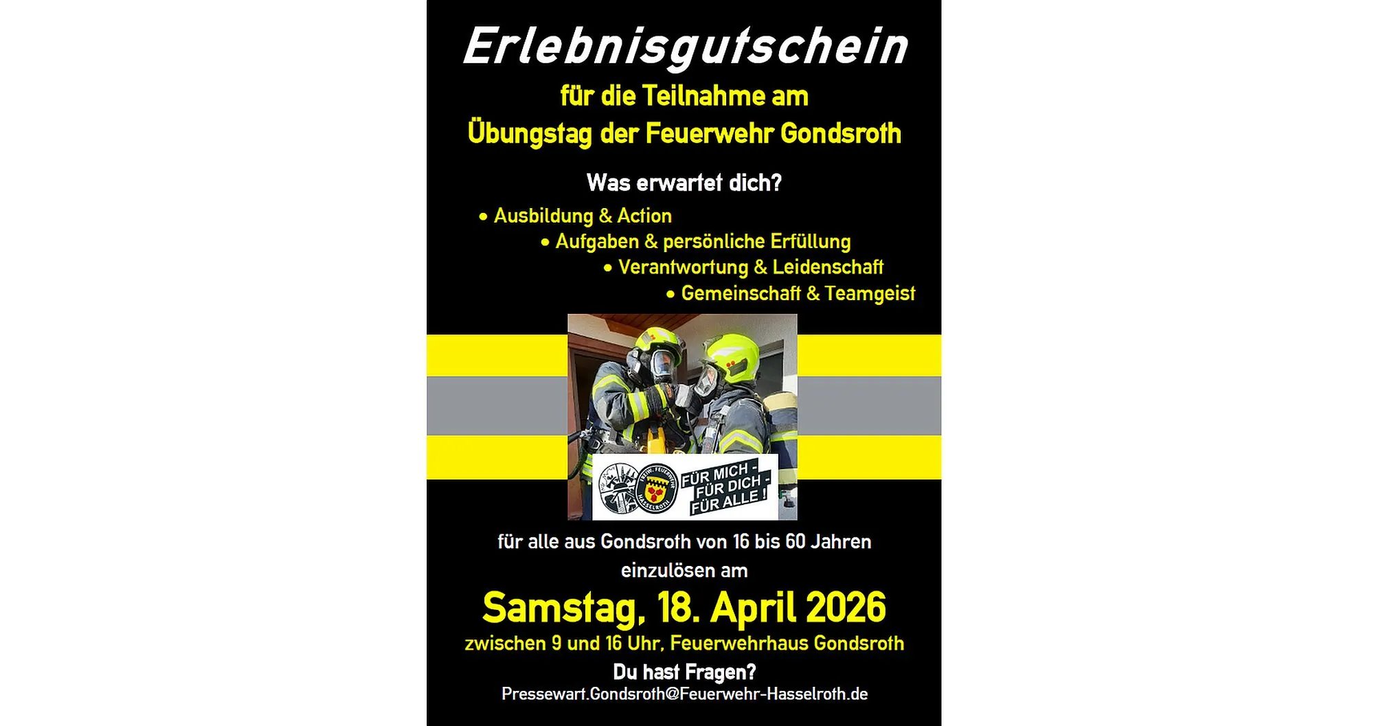 Feuerwehr Gondsroth verschenkt Erlebnisgutscheine