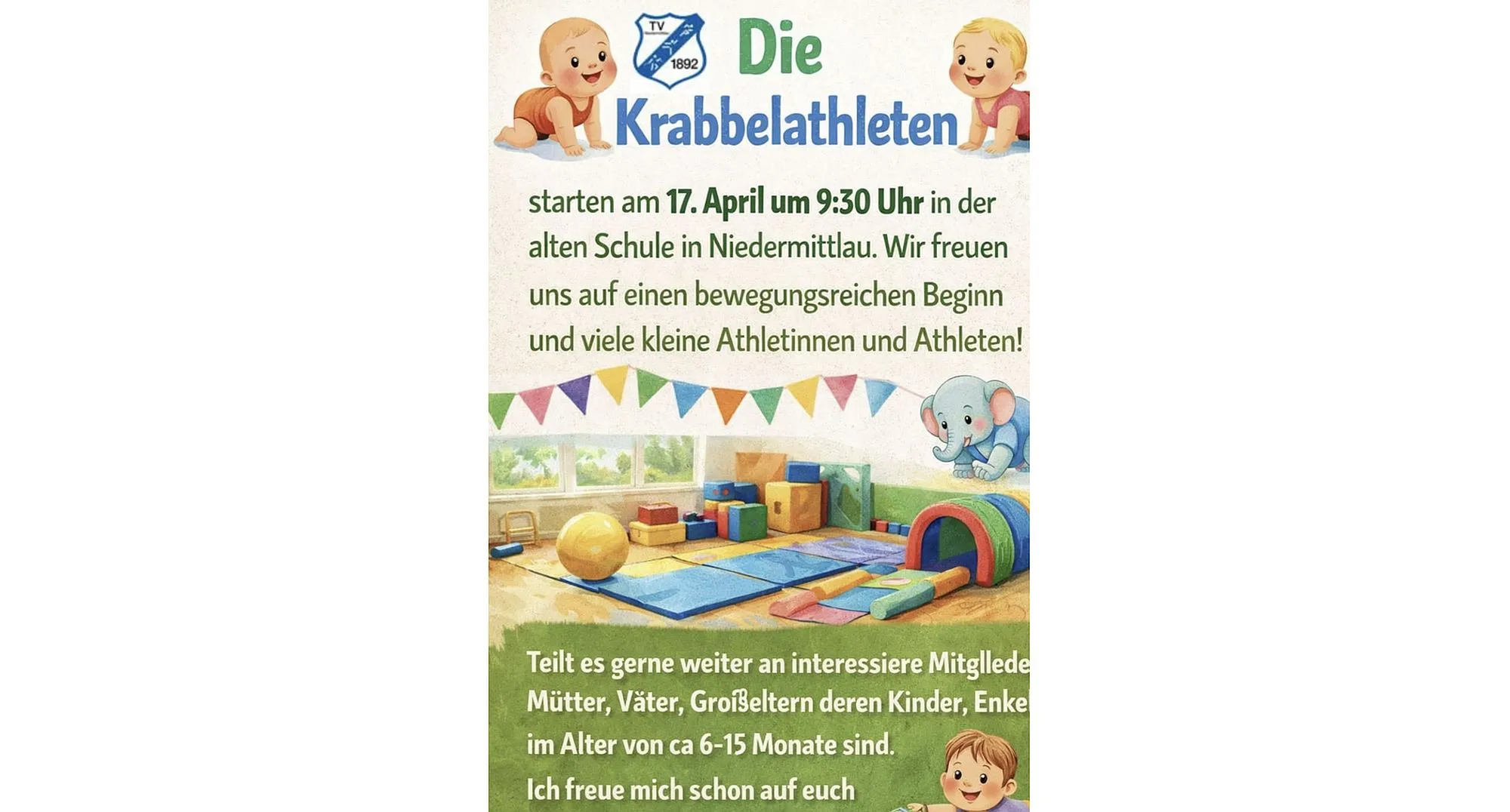 TV Niedermittlau: Krabbelathleten starten nach den Osterferien