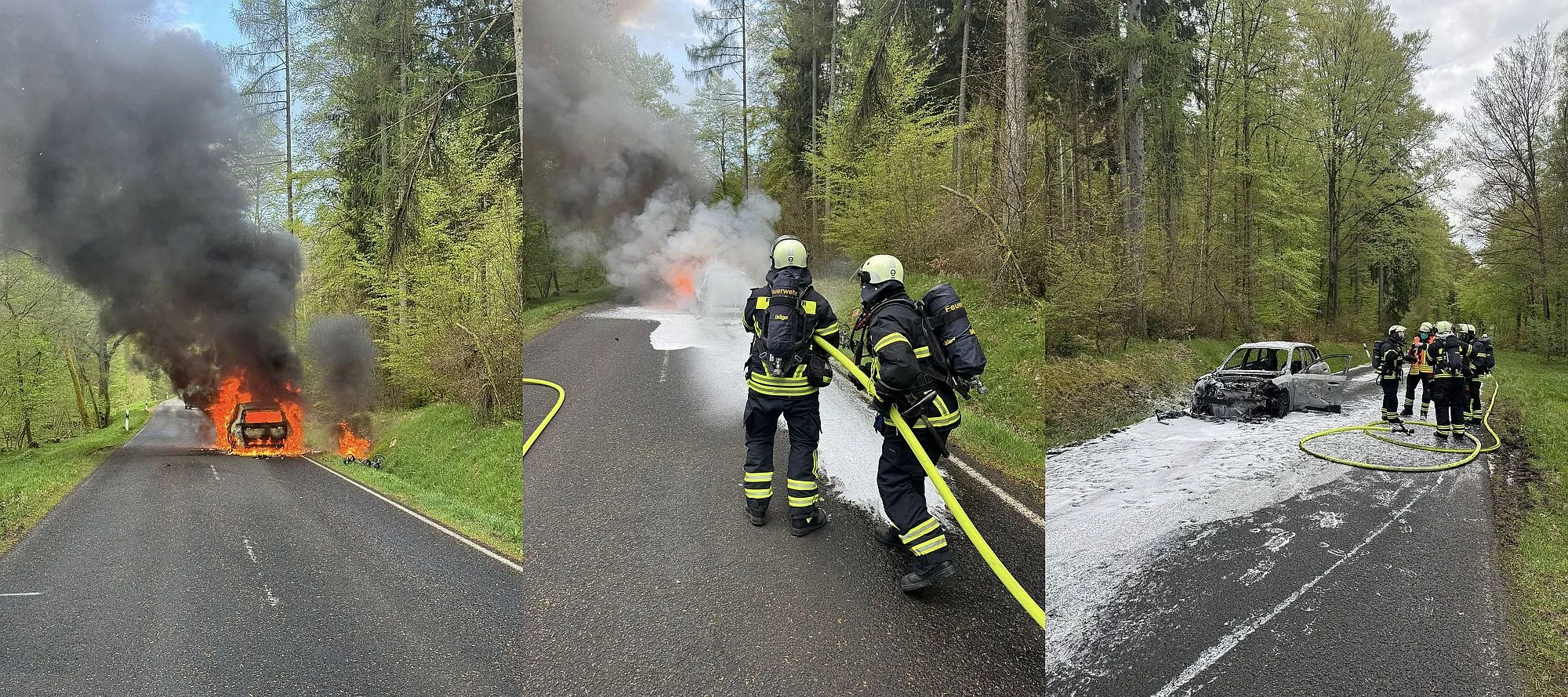 E-Auto brennt in Bad Orb: Erst gelöscht, dann gekühlt