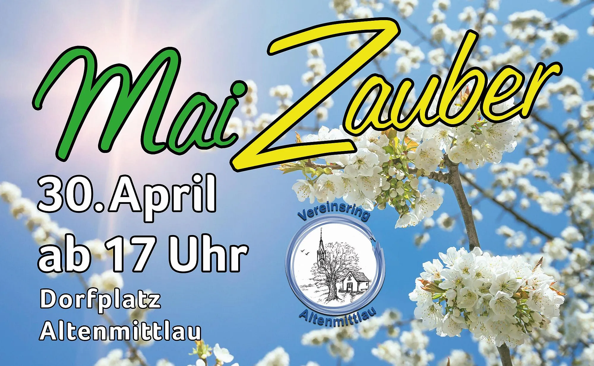 Auf dem Dorfplatz wird der Mai begrüßt