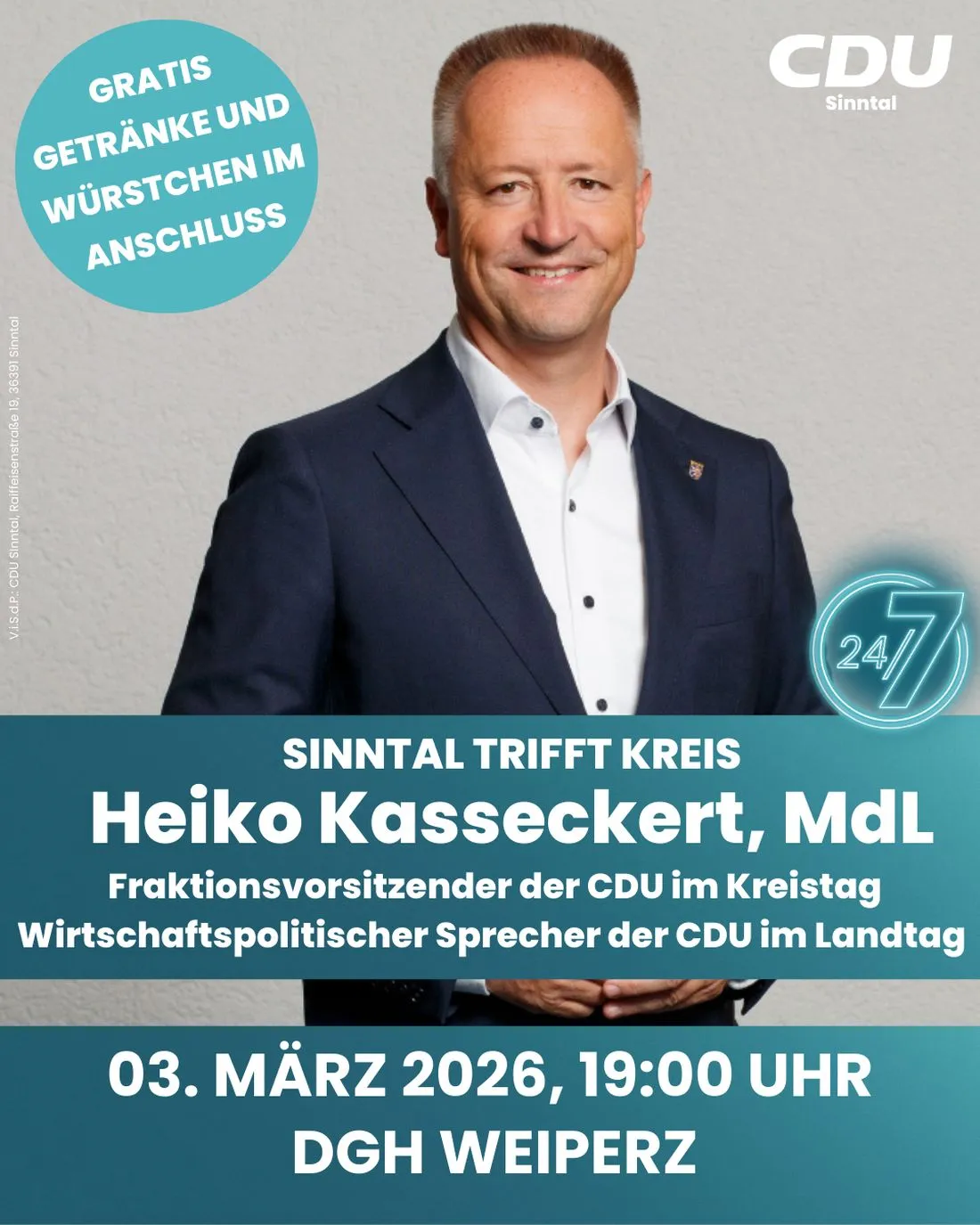 CDU Sinntal lädt zu Infoveranstaltung: Sinntal trifft Kreis