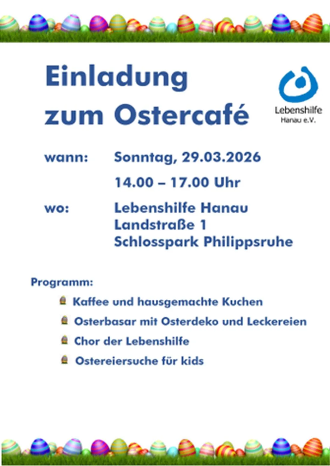 Ostercafé im Gärtnerhaus der Lebenshilfe Hanau