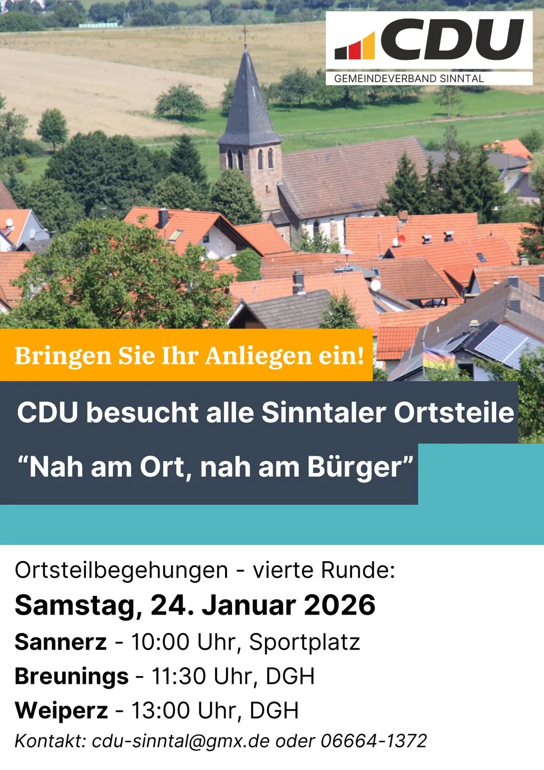 „Nah am Ort, nah am Bürger“: CDU besucht Sinntaler Ortsteile
