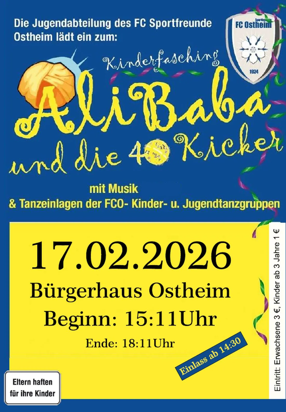 Kinderfasching "Ali Baba" im Bürgerhaus