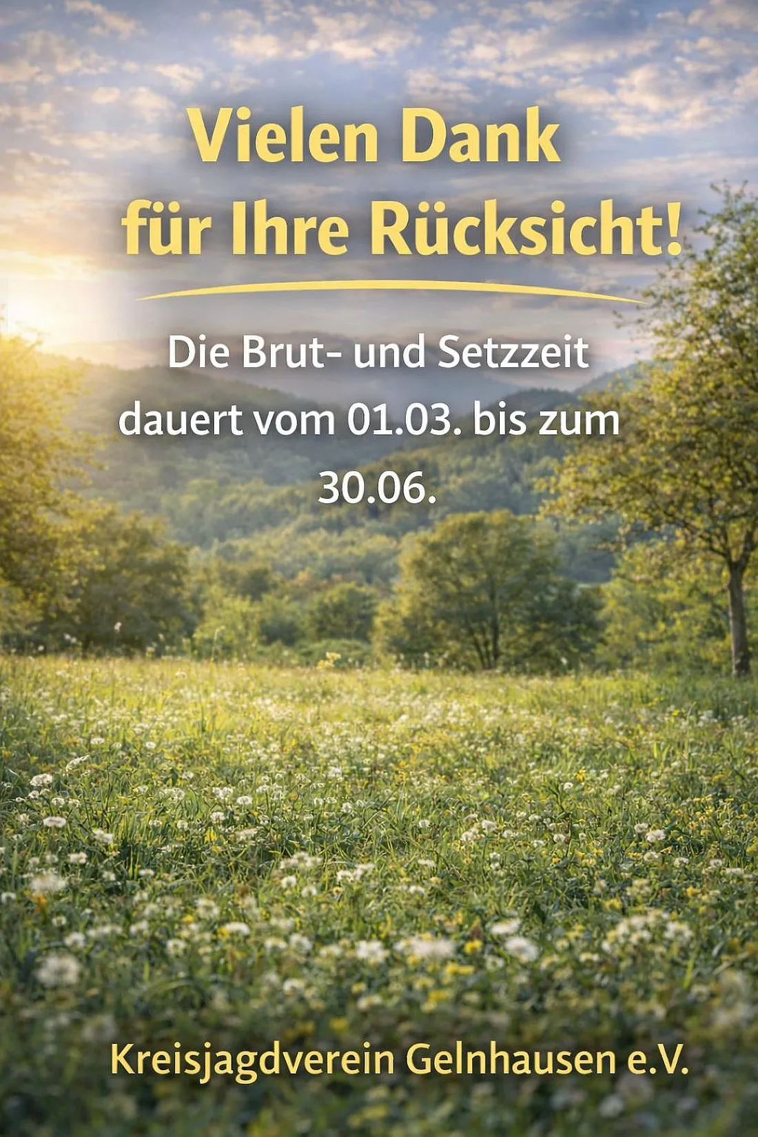 Brut- und Setzzeit begonnen: Kreisjagdverein bittet um Rücksicht