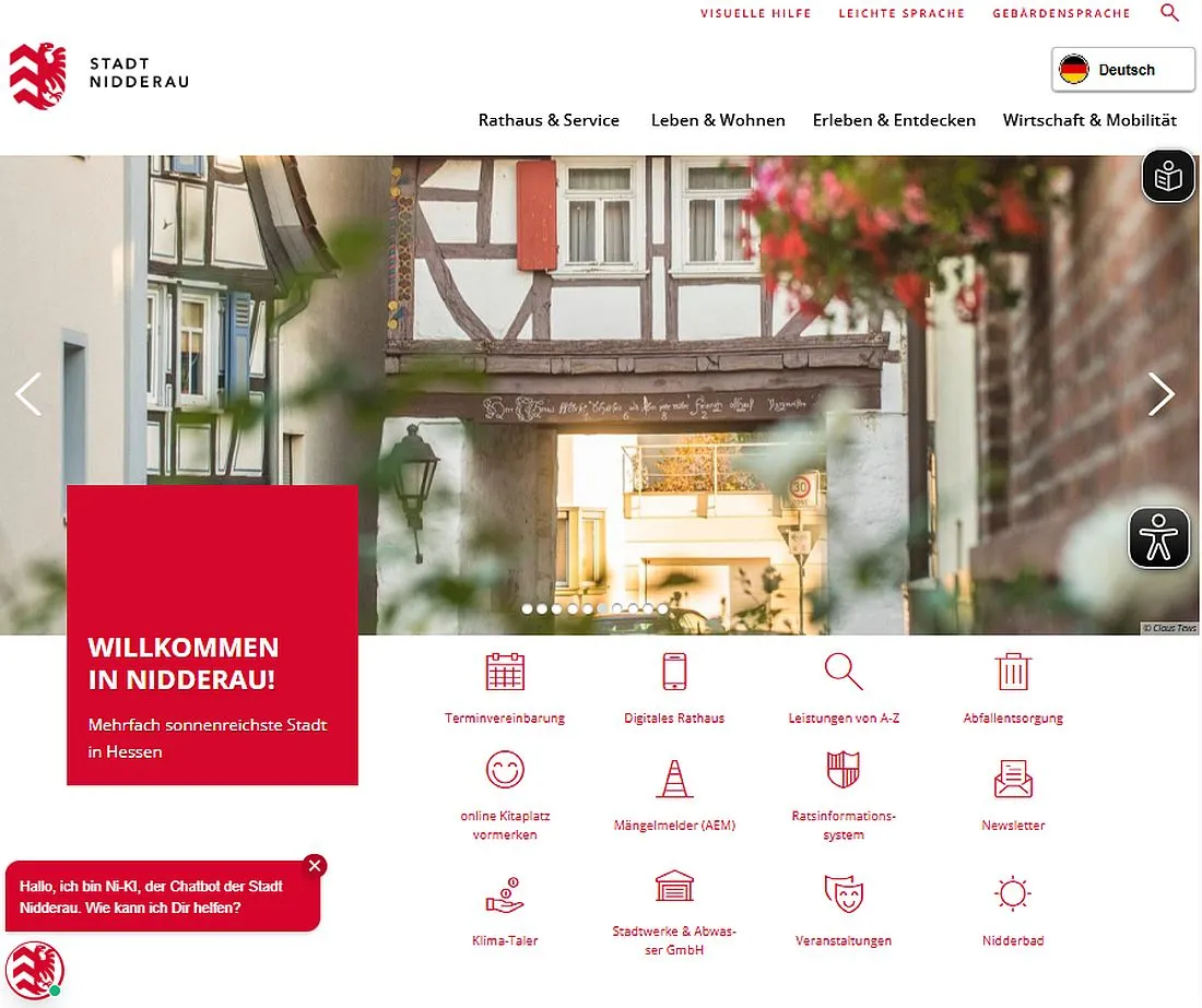 Webauftritt der Stadt Nidderau: Ab sofort hilft die virtuelle Assistenz Ni-KI