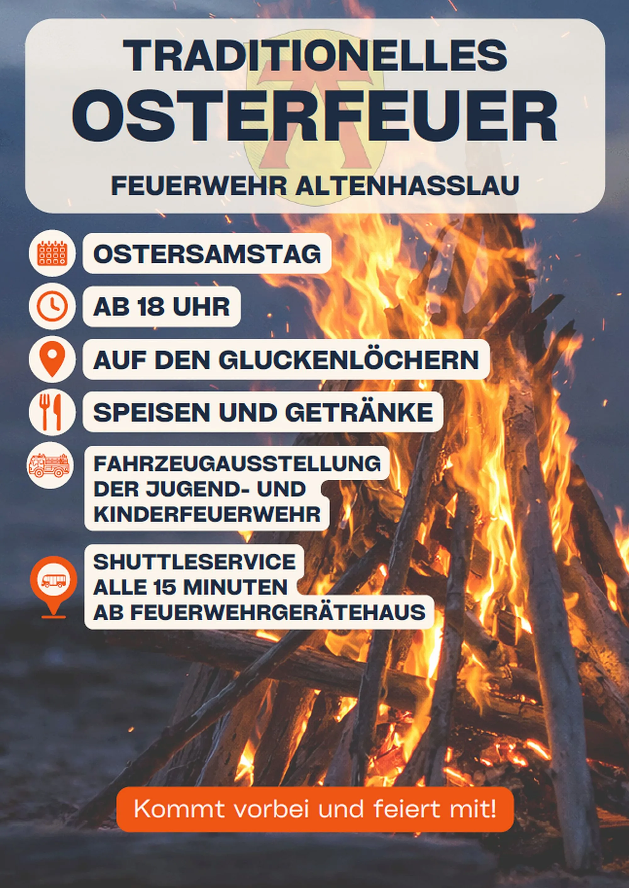 Osterfeuer der Freiwilligen Feuerwehr Altenhaßlau