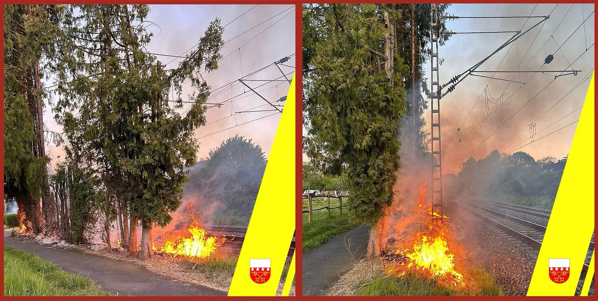 Großkrotzenburg: Feuer am Bahndamm